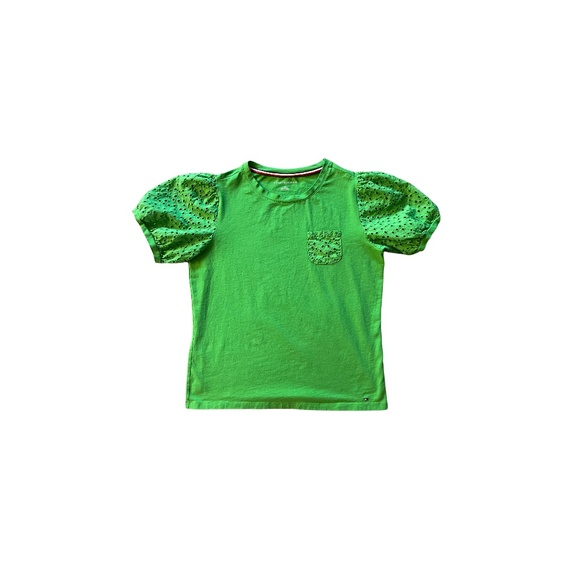 Tommy Hilfiger Green Tee with Eyelet Detail & Pocket-Size Small - Picture 1 of 4